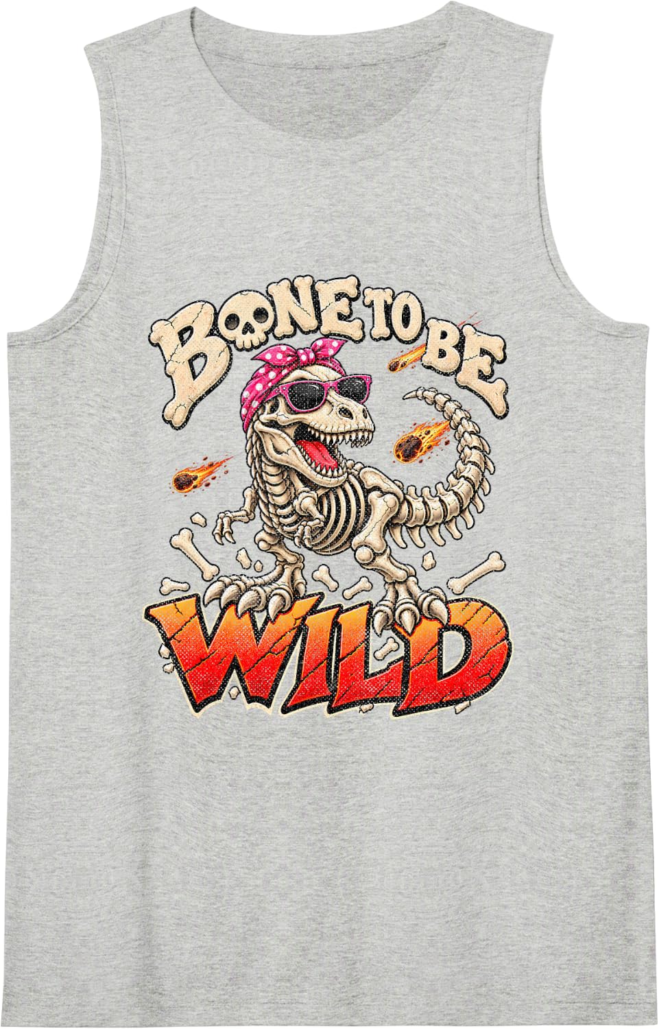 Funny T Rex Skeleton Bones Mom Daughter Girls Dinosaur Sleeveless Tank Top - Heather Grey