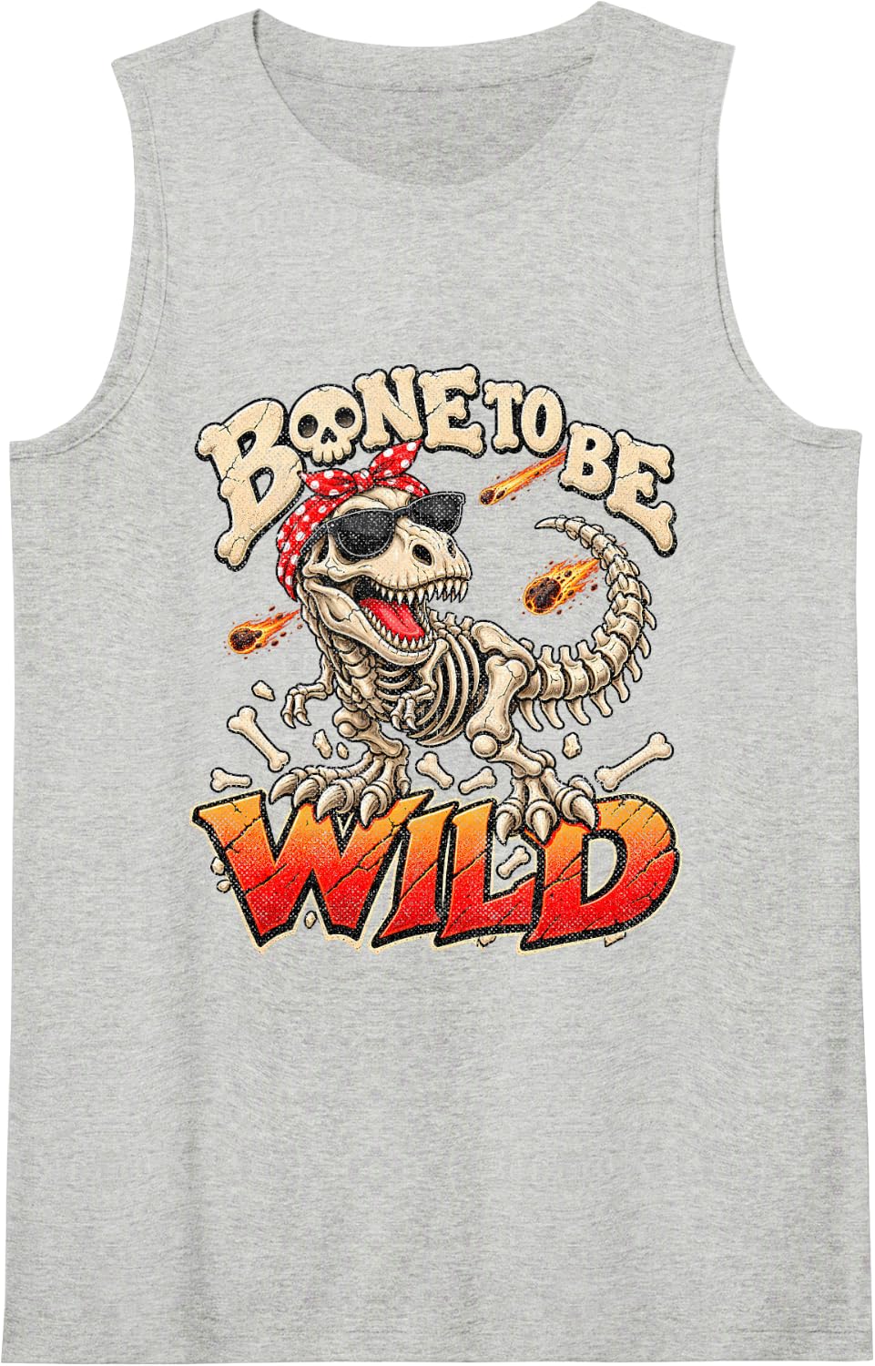 Funny T Rex Skeleton Dinosaur Bones Girls Mom Women Sleeveless Tank Top - Heather Grey