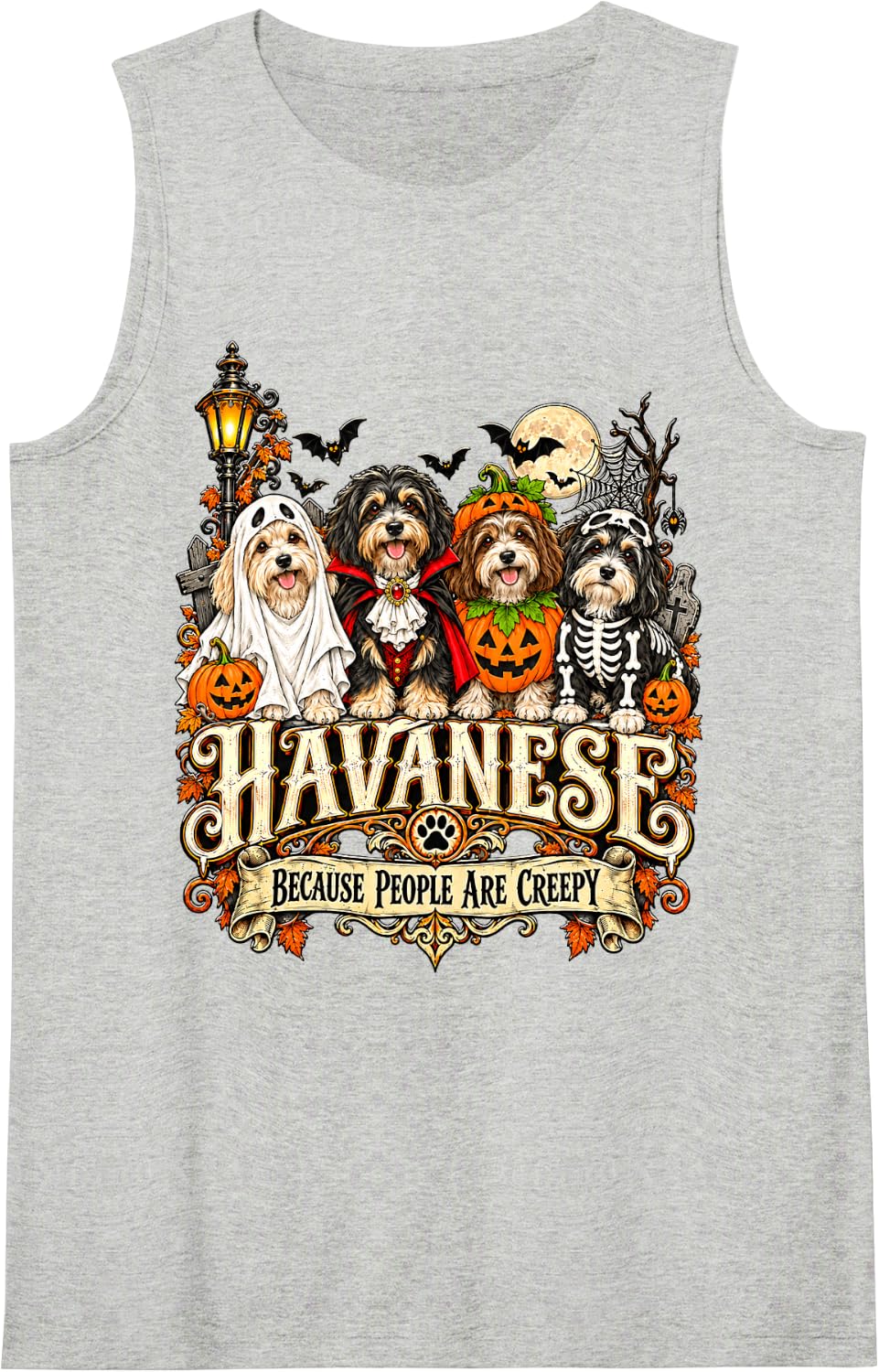Havanese Because People are Creepy Sleeveless Tank Top - Heather Grey