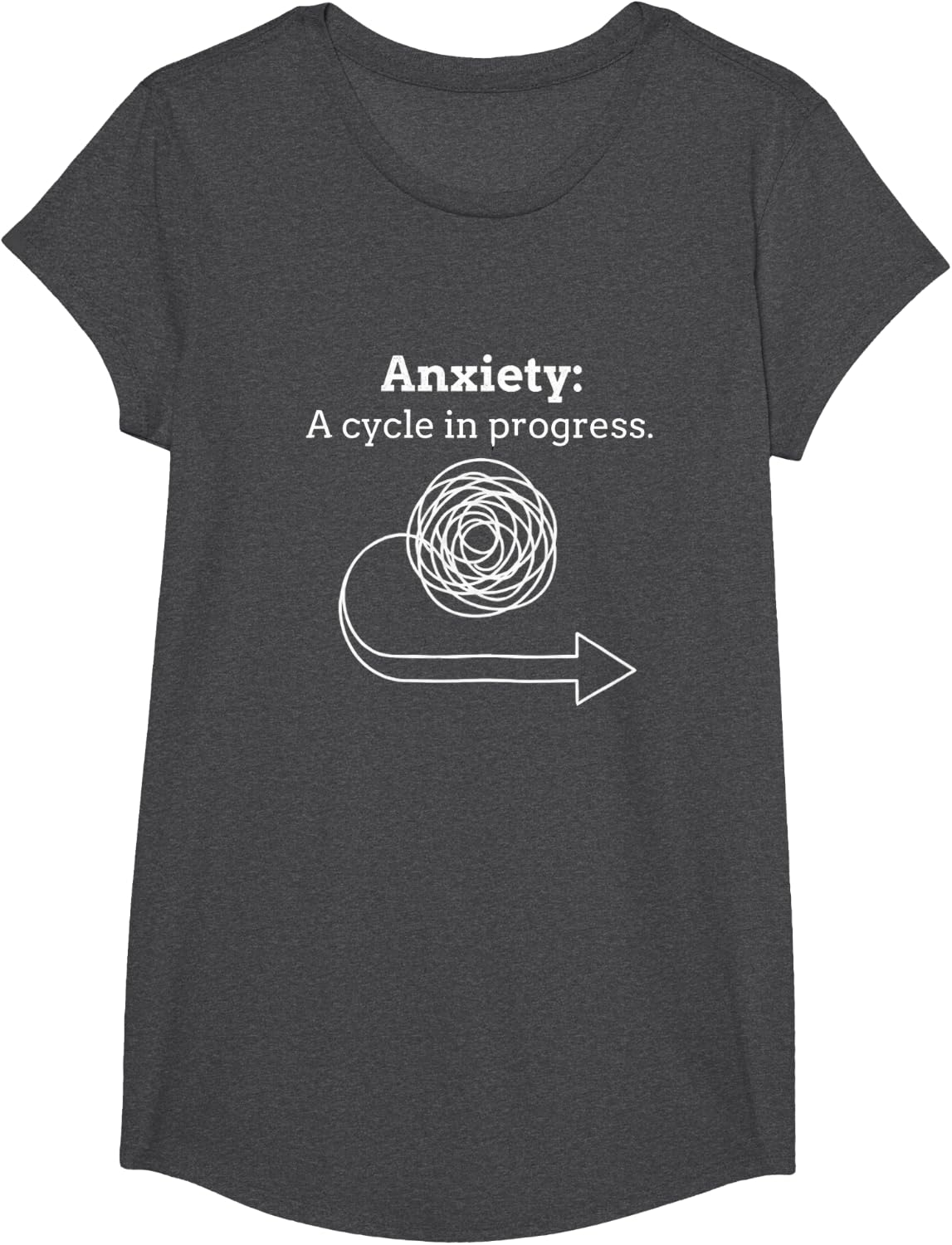 Anxiety A Cycle in Progress Mental Health T-Shirt - Girls Dark Heather Grey