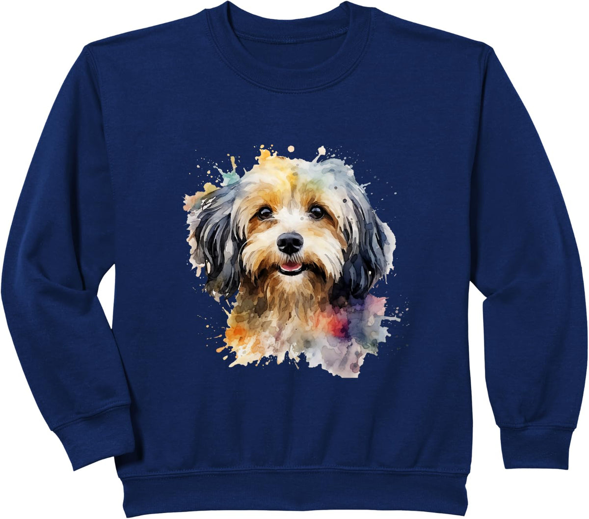 Havanese Watercolor Dog For Havanese Dog Lovers Sweatshirt - Navy Blue