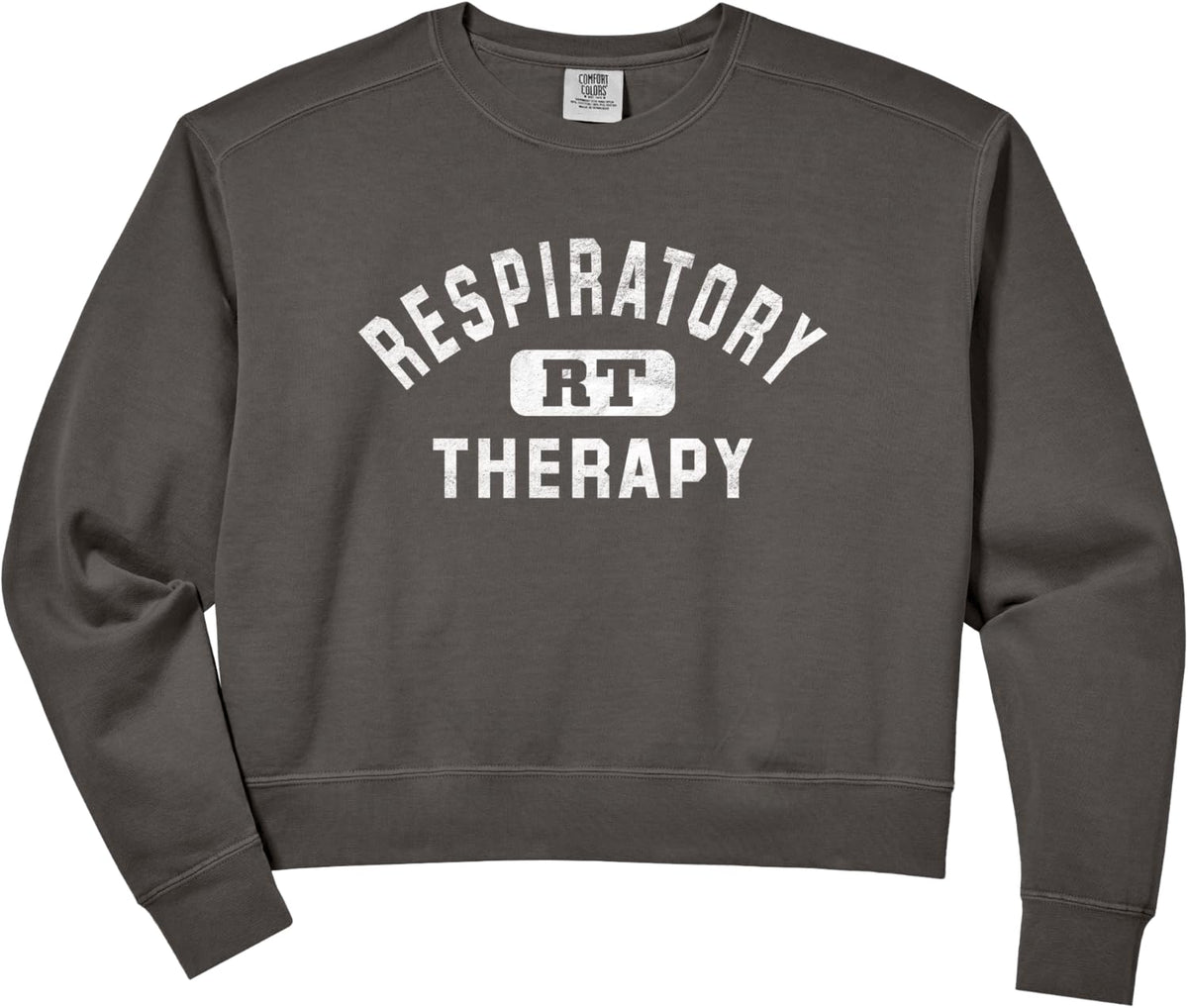 Women's Respiratory Therapy Care Week RT Therapist Appreciation Comfort Colors Crop Sweatshirt - Pepper