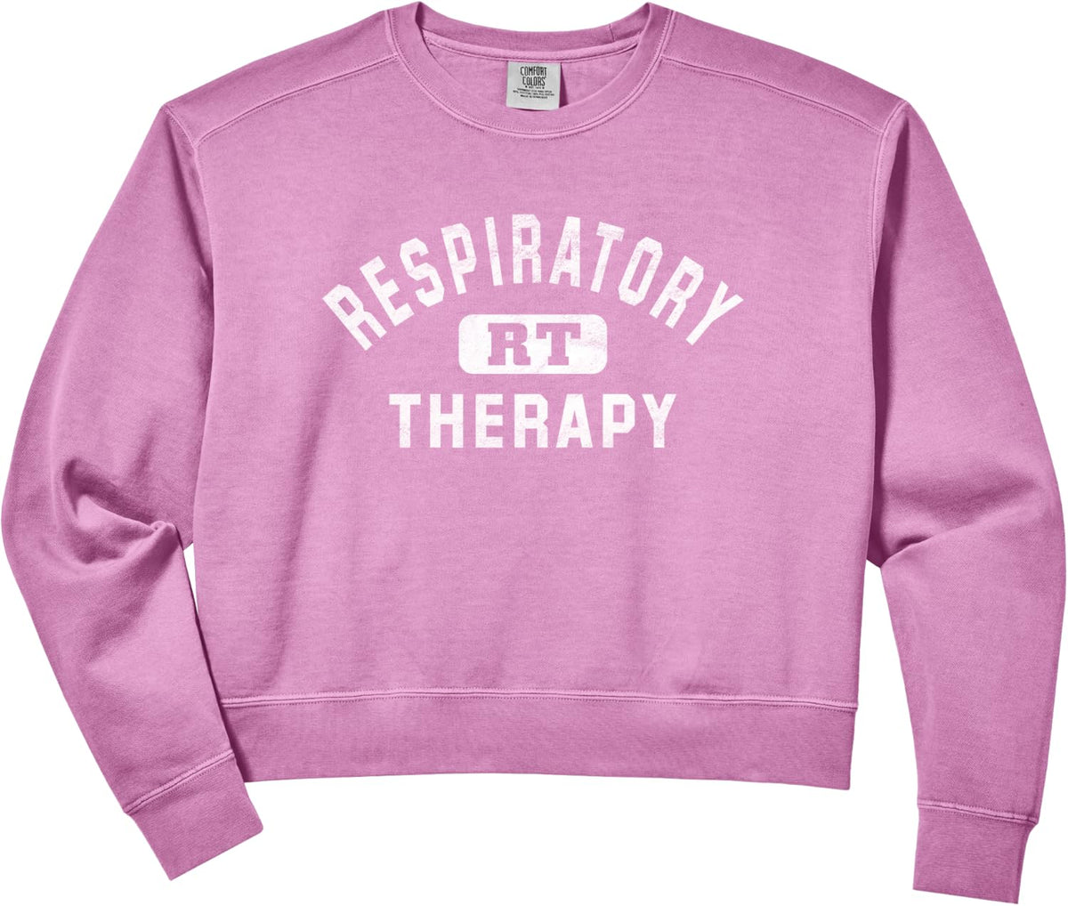 Women's Respiratory Therapy Care Week RT Therapist Appreciation Comfort Colors Crop Sweatshirt - Rose Quartz