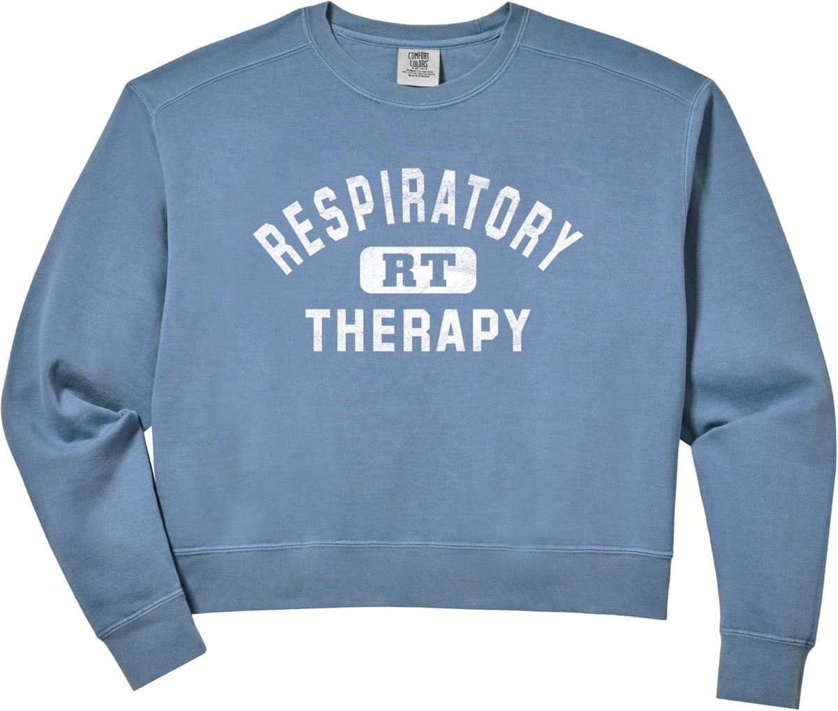 Women's Respiratory Therapy Care Week RT Therapist Appreciation Comfort Colors Crop Sweatshirt - Blue Jean