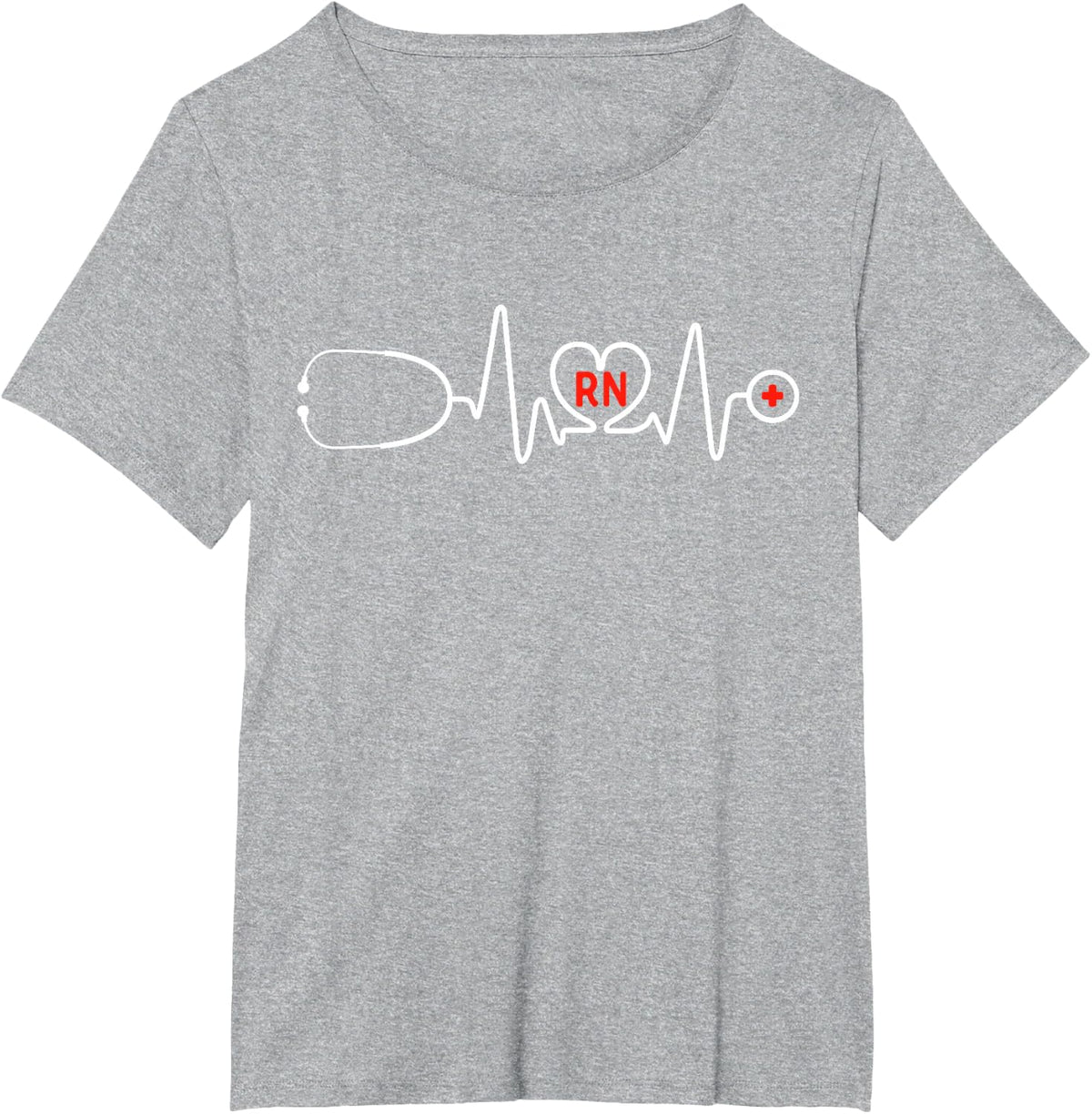 Registered Nurse Shirt RN Heartbeat Stethoscope Tee T-Shirt for Nurses - Heather Grey