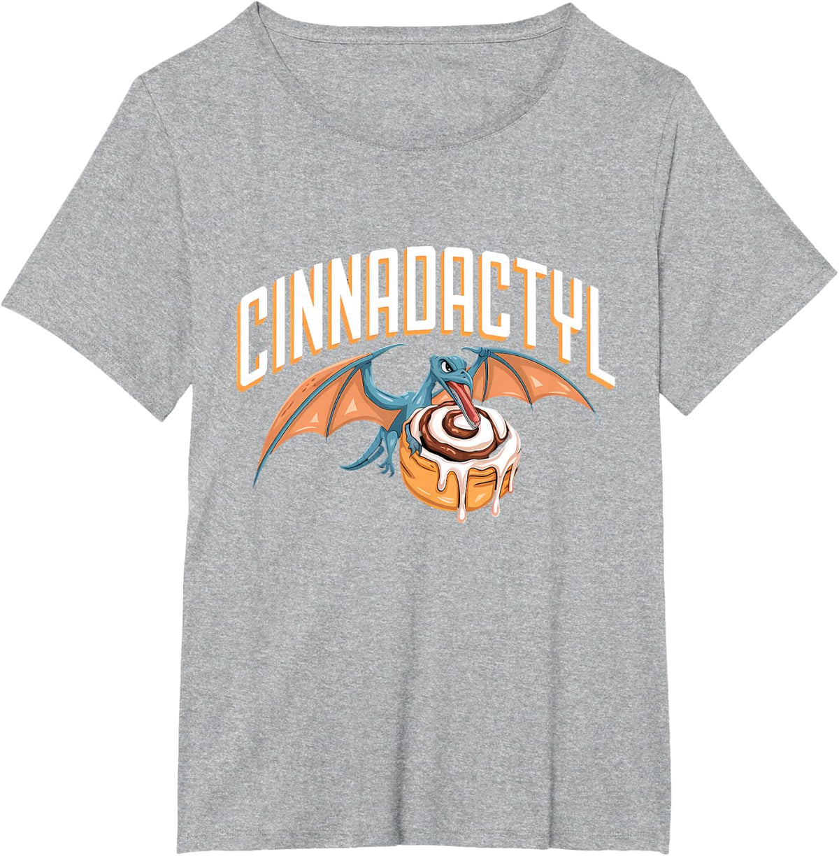 Cinnamon Roll Pterodactyl Dinosaur Funny Cinnamon T-Shirt - Heather Grey