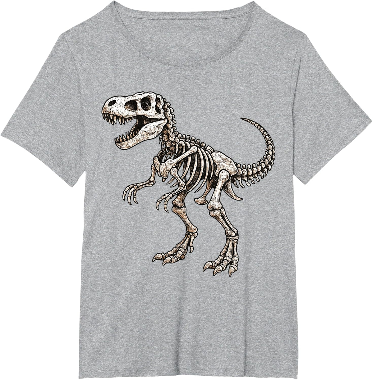 Dinosaur Skeleton T rex Scary Halloween Costume Boys Kids T-Shirt - Heather Grey