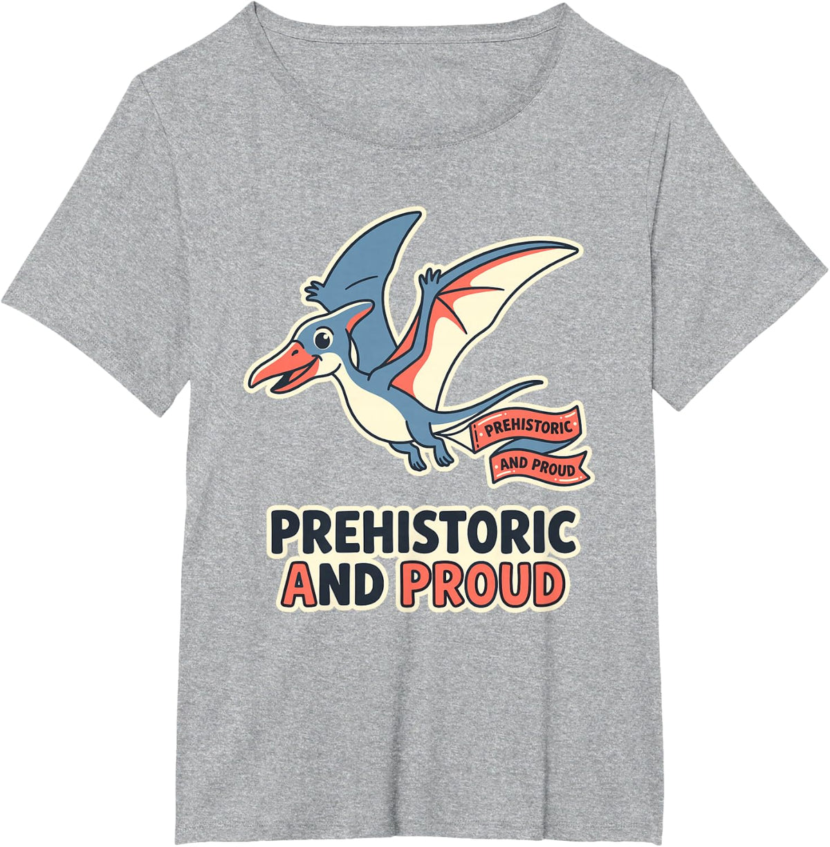 Prehistoric and Pterodactyl Dinosaur Ancient T-Shirt - Heather Grey