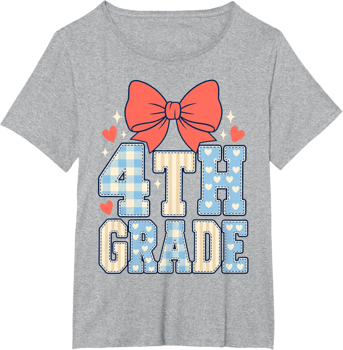 4th Grade Coquette Bow Back to School Tee Shirt for Girls Fourth Grade T Shirts - Heather Grey