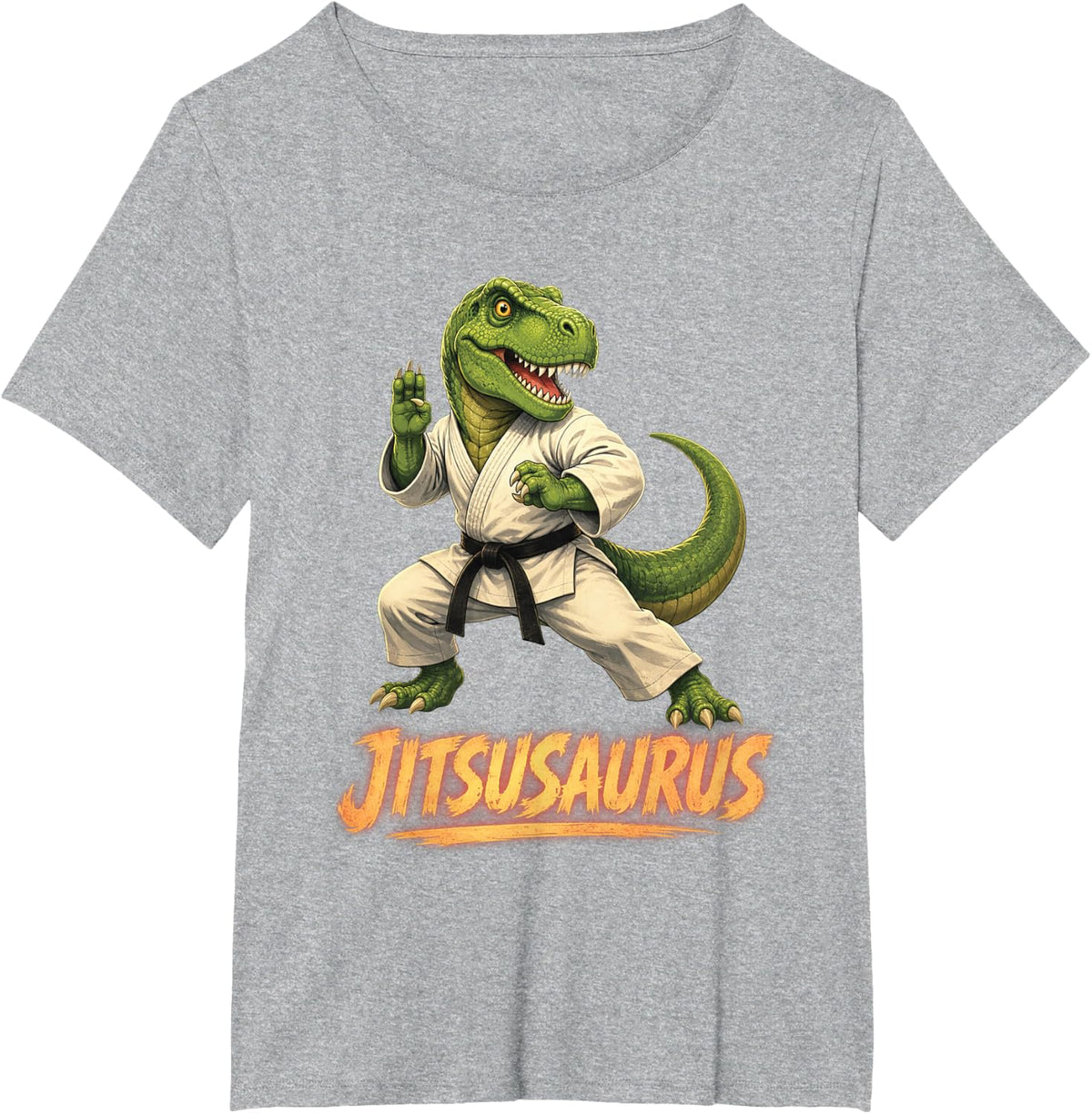 Jitsusaurus Dinosaur Jiu Jitsu Martial Arts Funny T-Rex T-Shirt - Heather Grey
