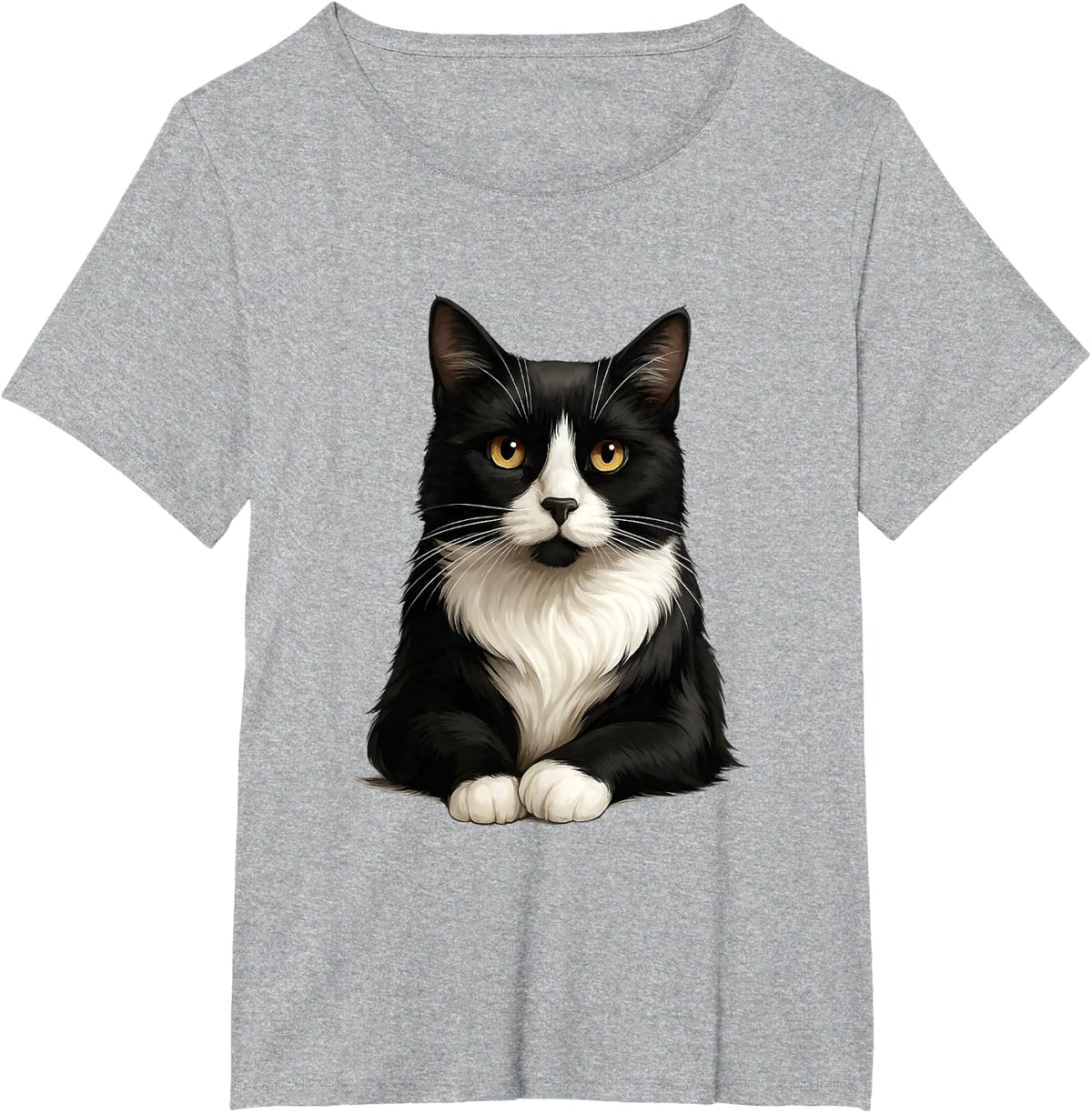 Tuxedo Cat T-Shirt - Heather Grey