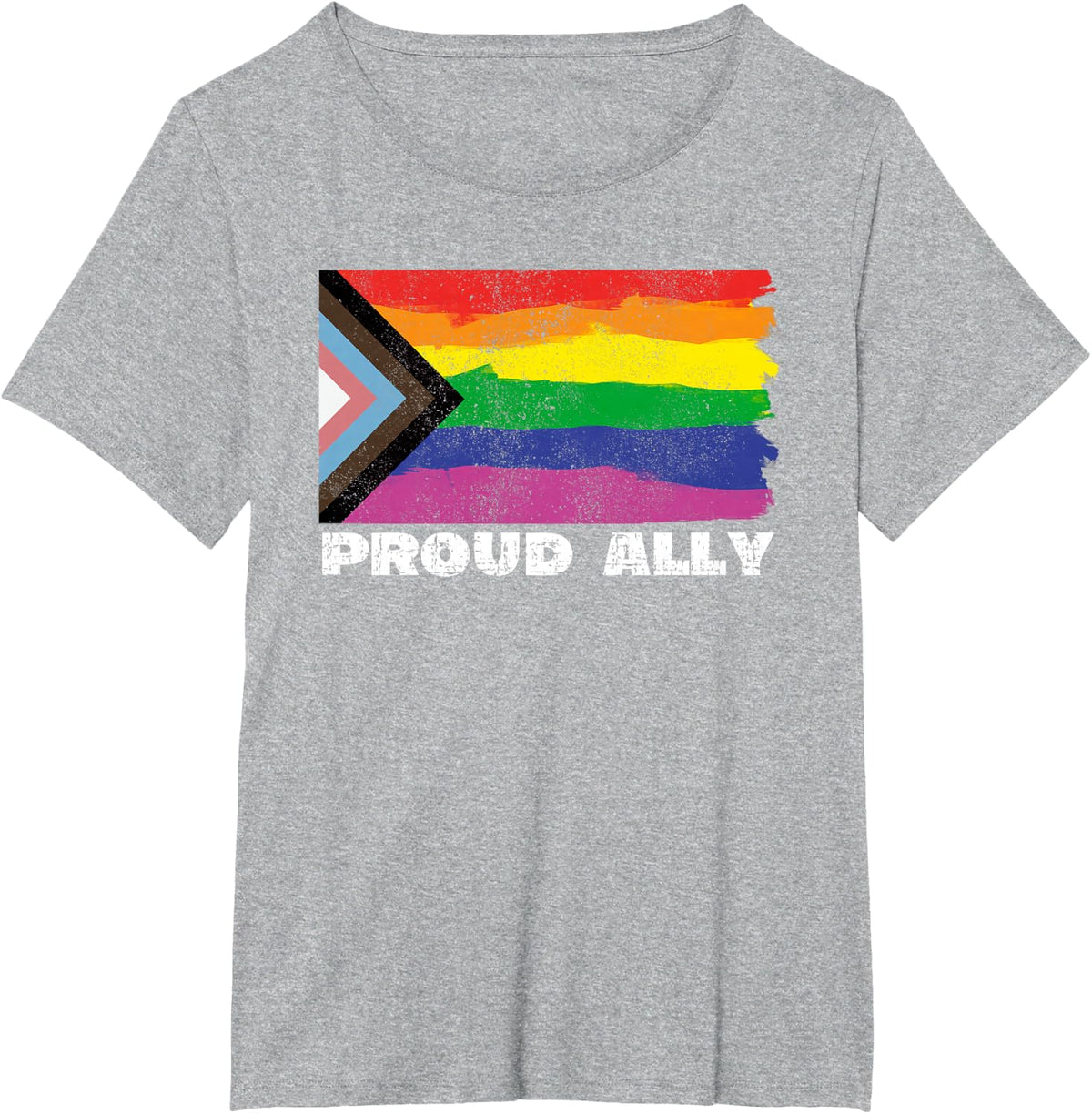 Proud Ally Pride Month LGTBQ Black Pride Flag T-Shirt - Heather Grey