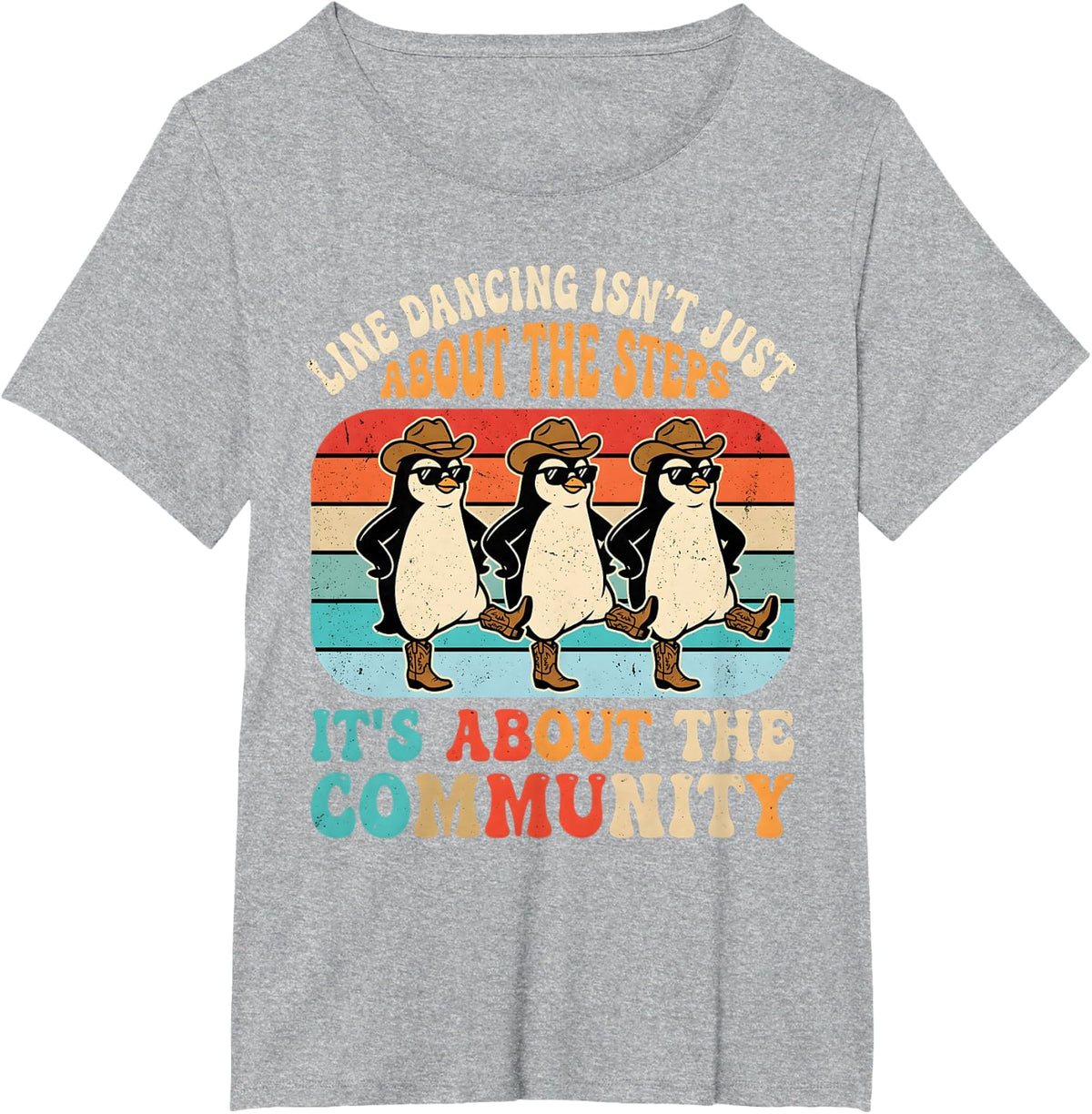 Line Dancing Penguin Line Dance Line Dancer T-Shirt - Heather Grey