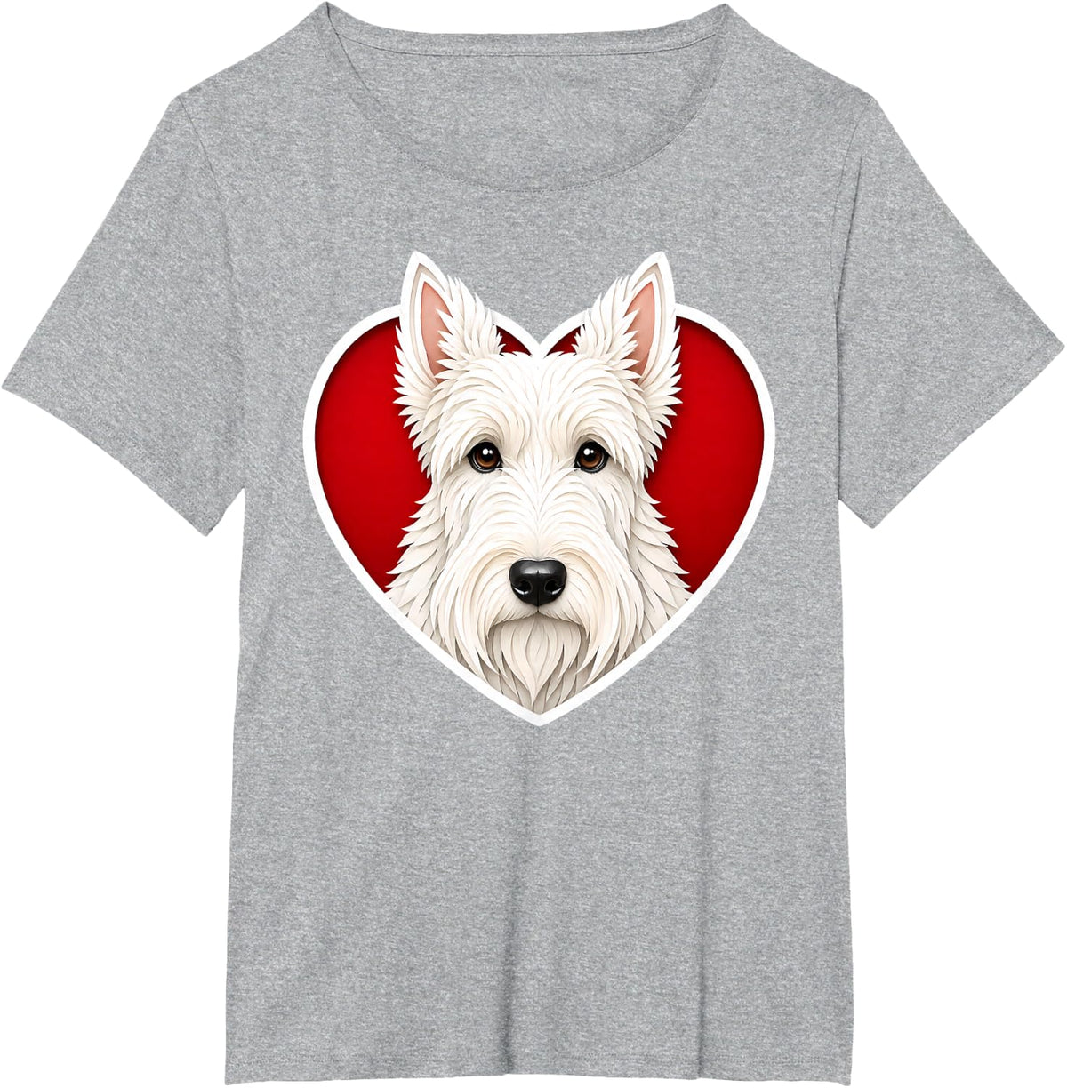 White Scottish Terrier Scottie Heart T-Shirt - Heather Grey