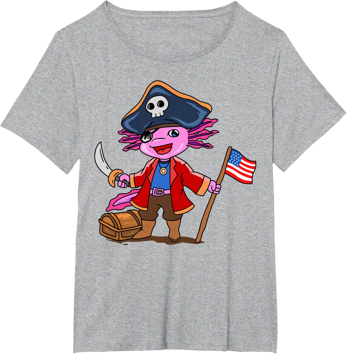 Axolotl Pirate T-Shirt - Heather Grey