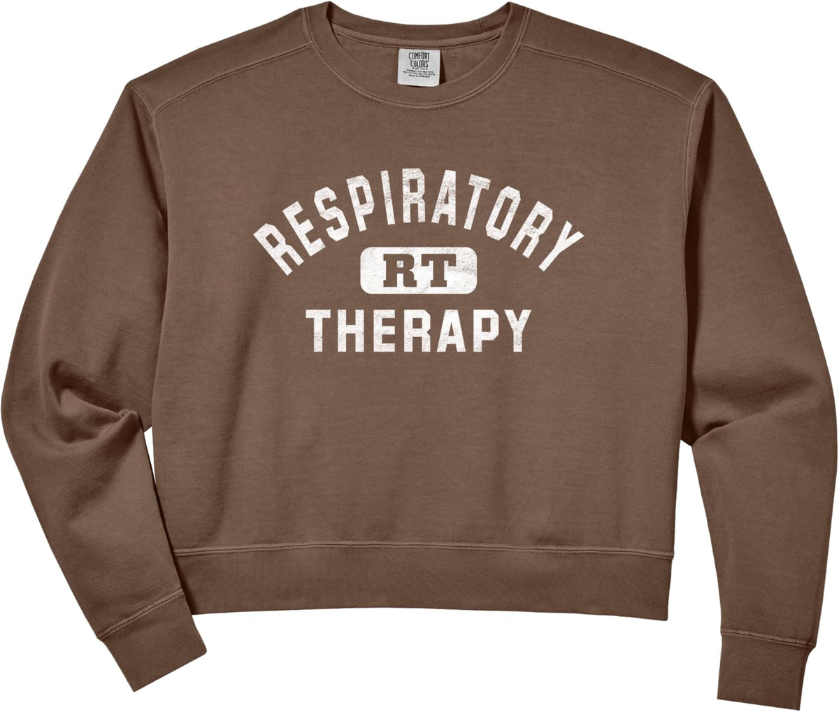 Women's Respiratory Therapy Care Week RT Therapist Appreciation Comfort Colors Crop Sweatshirt - Espresso