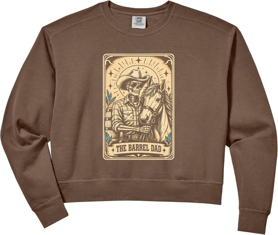 Women's Barrel Racing Dad Rodeo Dad Comfort Colors Crop Sweatshirt - Espresso