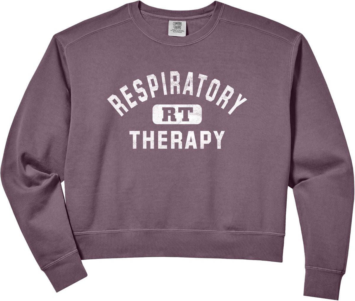 Women's Respiratory Therapy Care Week RT Therapist Appreciation Comfort Colors Crop Sweatshirt - Dusk