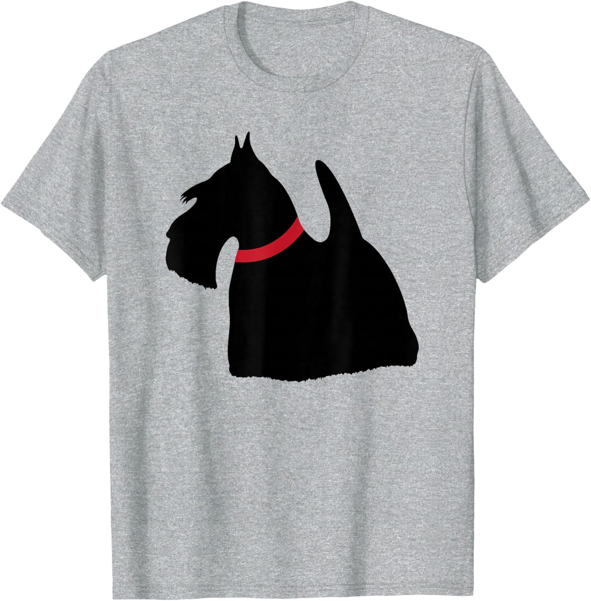 Scottish Terrier with Red Collar Scottie Dog Gift T-Shirt T-Shirt - Heather Grey