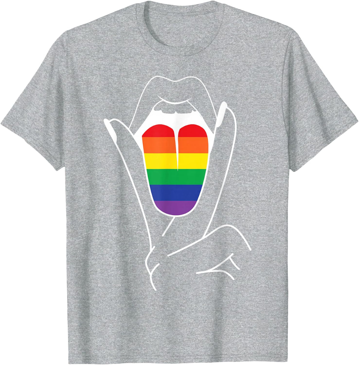 Rainbow Pride Tongue Adult Gay Party Lesbian Queer CSD LGBT T-Shirt - Heather Grey