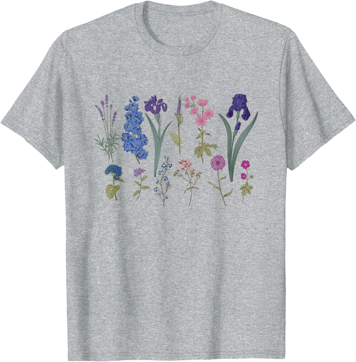 Subtle Bisexual Pride LGBT Month Wildflowers Rainbow Flowers T-Shirt - Heather Grey