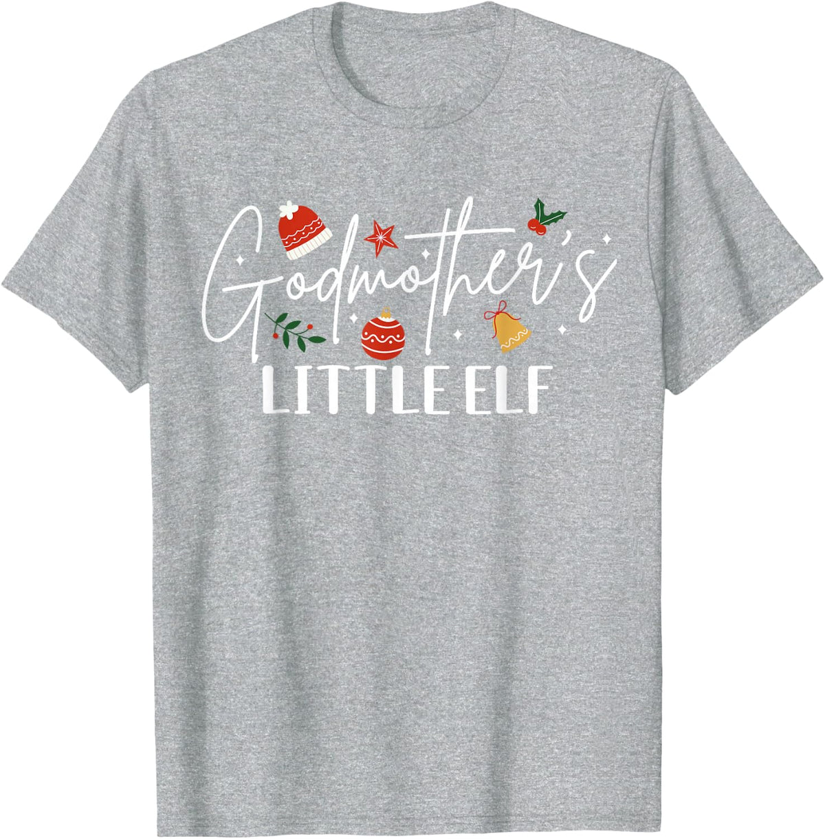 Godmother's Little Elf Godchild Christmas Xmas T-Shirt - Heather Grey