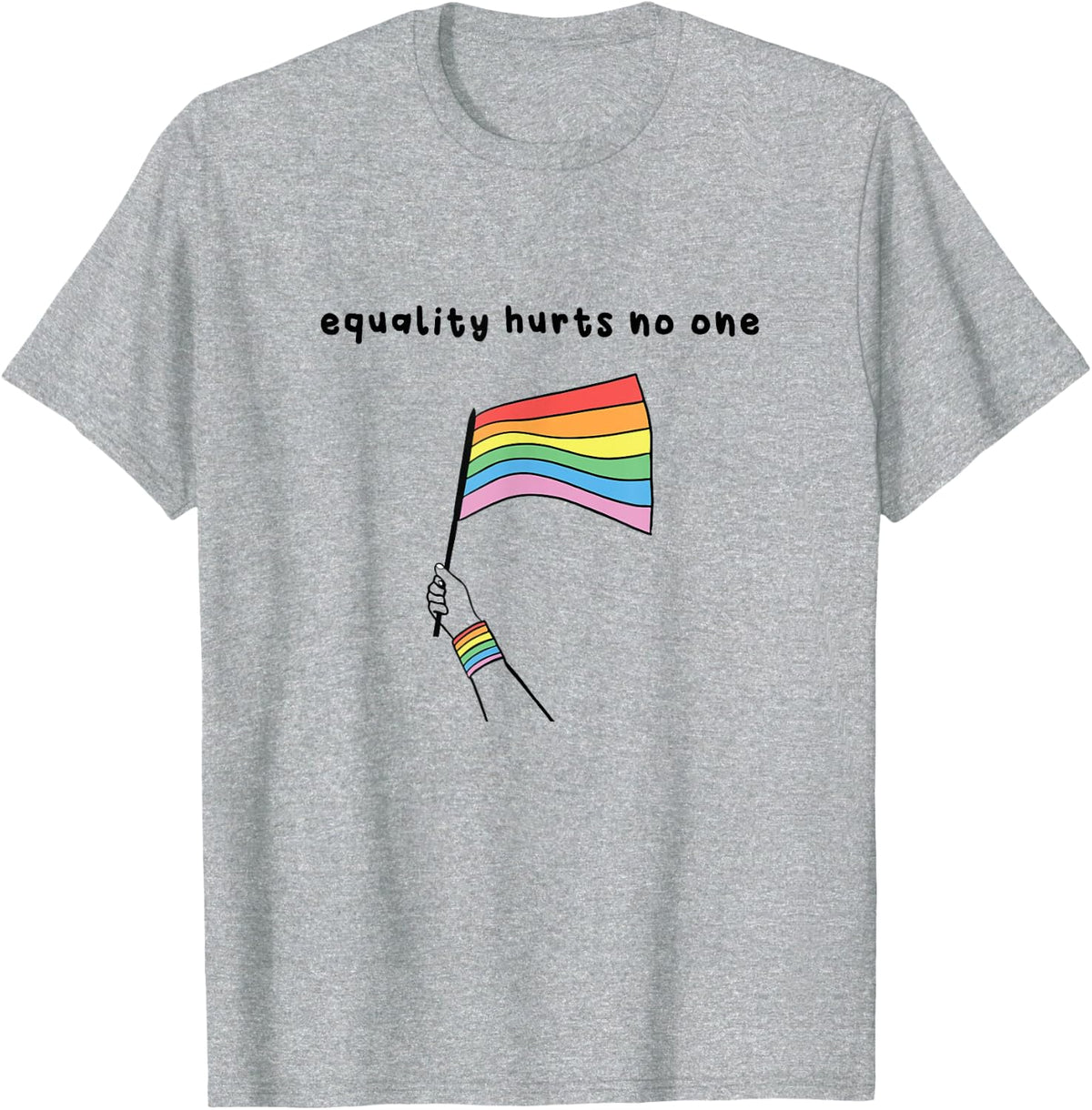 Gay Pride Month LGBT Ally Equality Hurts No One Human Rights T-Shirt - Heather Grey