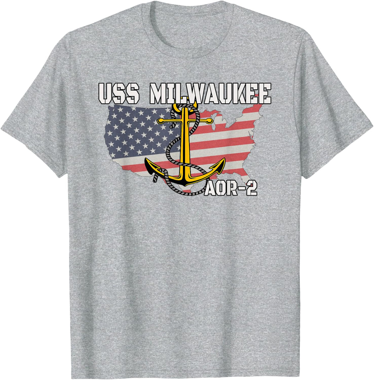 USS Milwaukee AOR-2 Replenishment Oiler Ship Veterans Day T-Shirt - Heather Grey