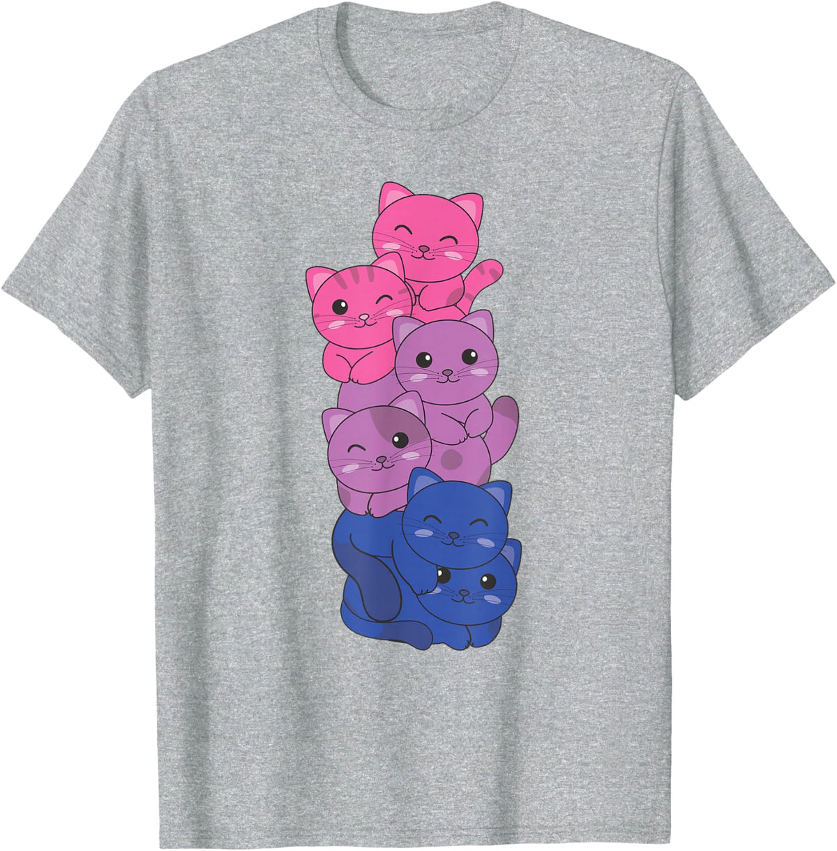 Bi Flag Pride LGBTQ Cats Bisexual cat T-Shirt - Heather Grey