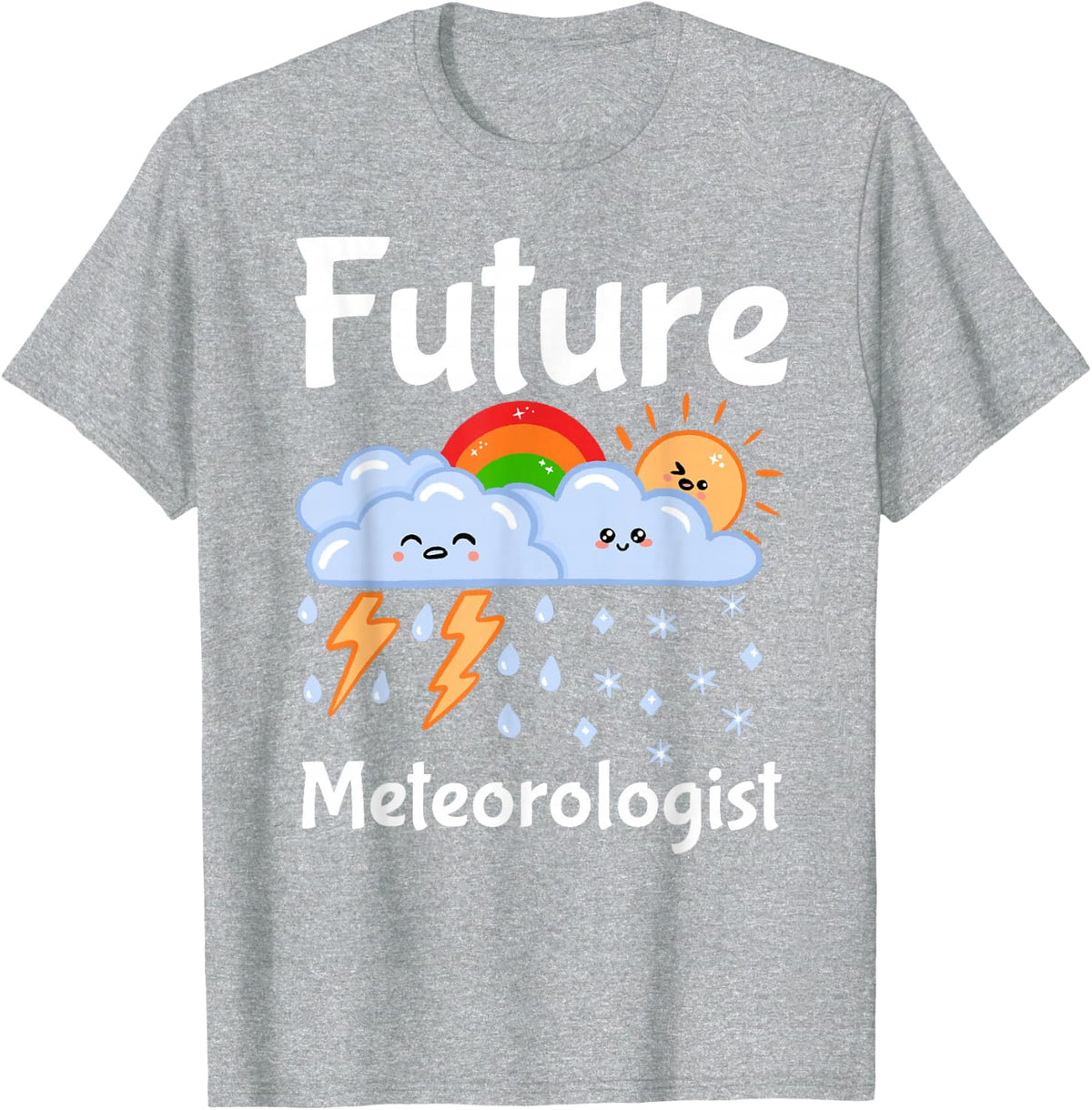 Kids Future Meteorologist Kawaii Weather T-Shirt - Heather Grey