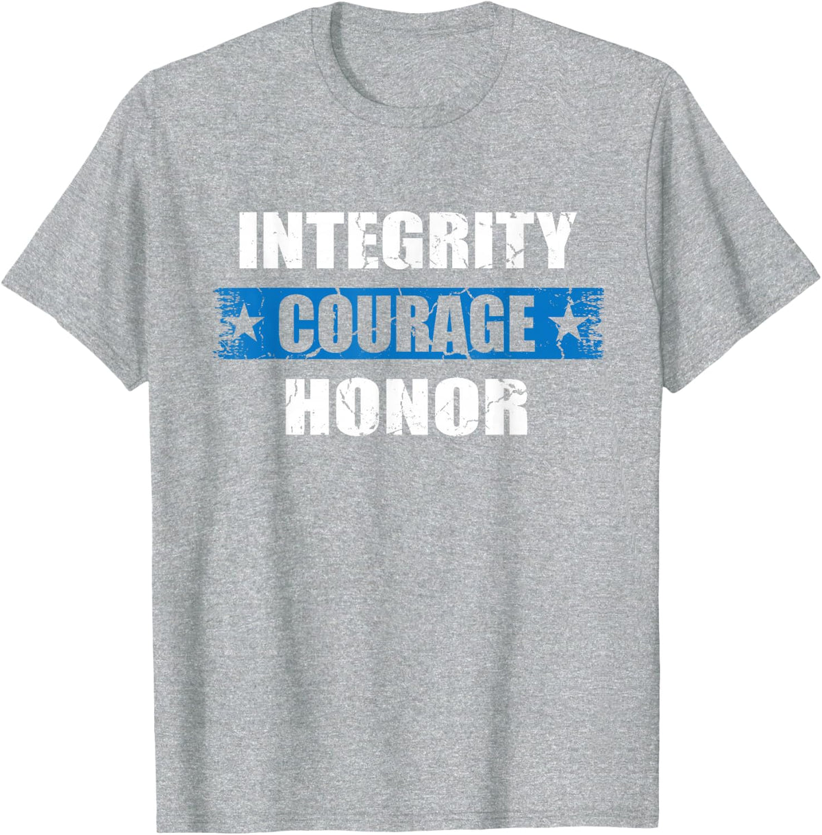 Integrity Courage Honor Patriotic American Flag USA Officer T-Shirt - Heather Grey