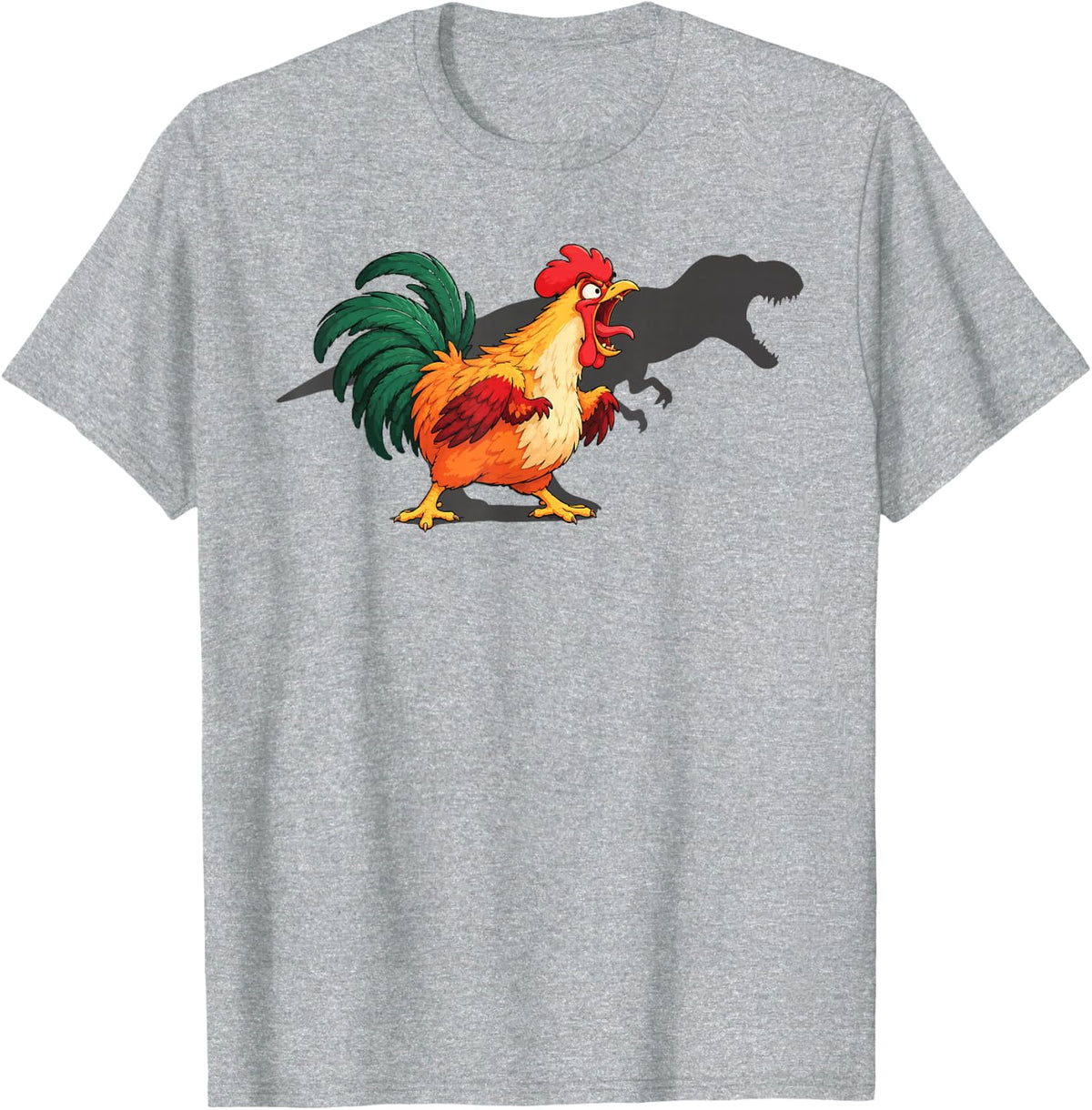 Chicken Dinosaur Shadow Funny T-Rex Lover Men Women Kids T-Shirt - Heather Grey
