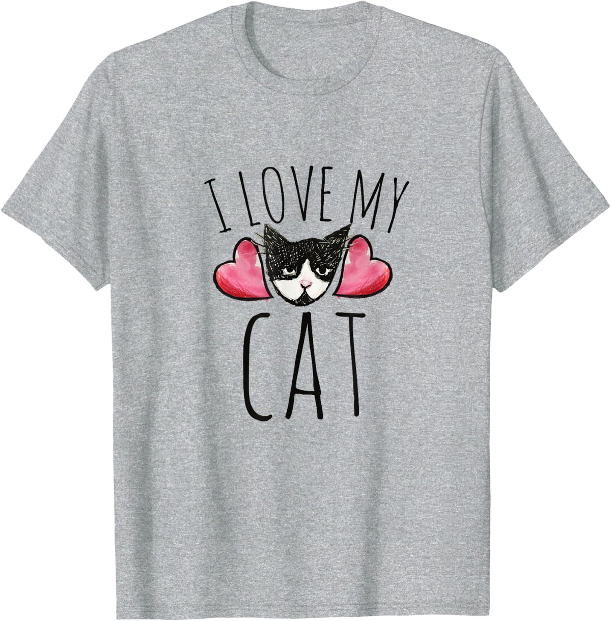 I Love My cat Cute Kitty Cats Tuxedo cat T-Shirt - Heather Grey