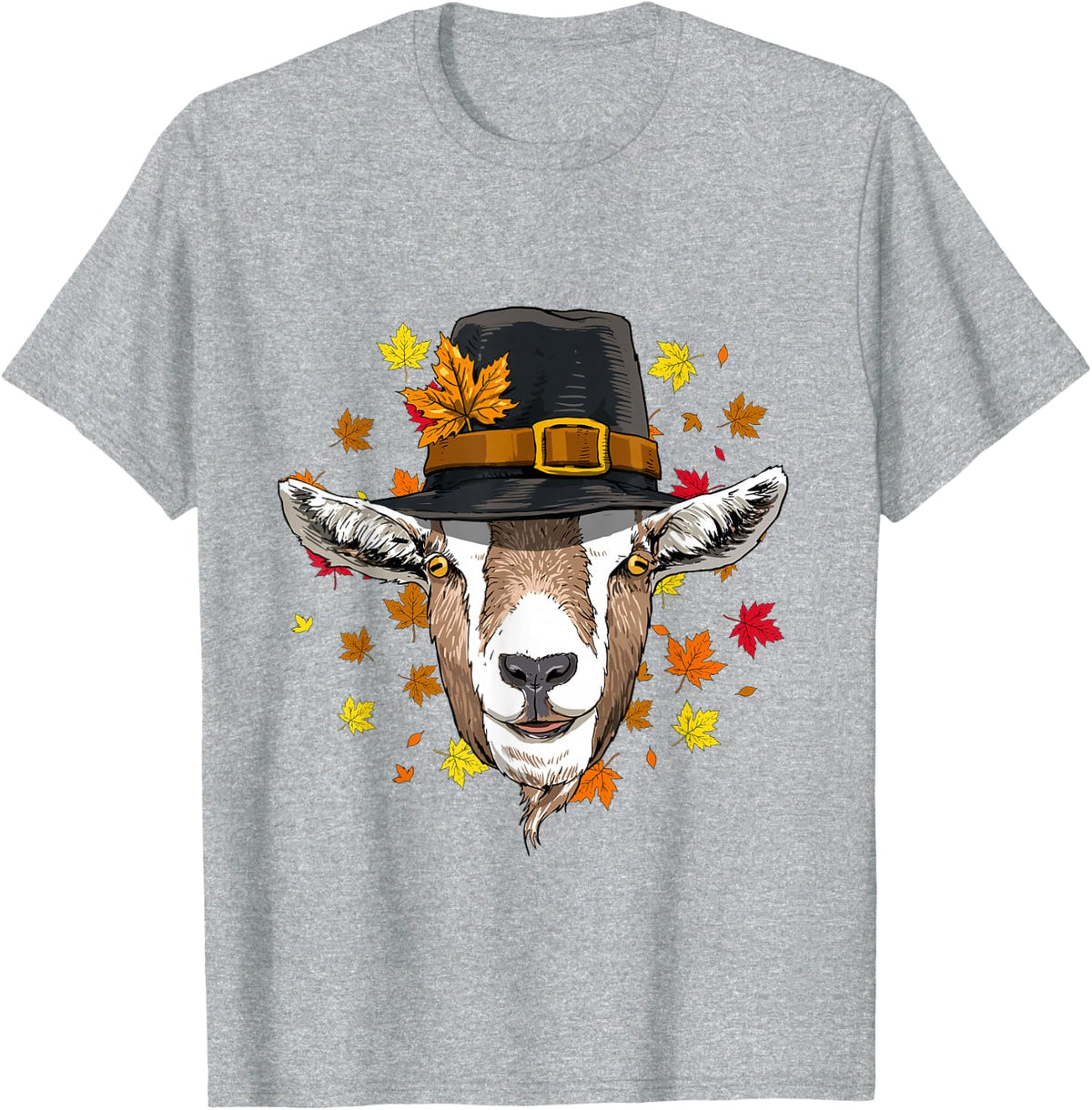Thanksgiving Goat Pilgrim Turkey Day Autumn Fall Goat Lover T-Shirt - Heather Grey