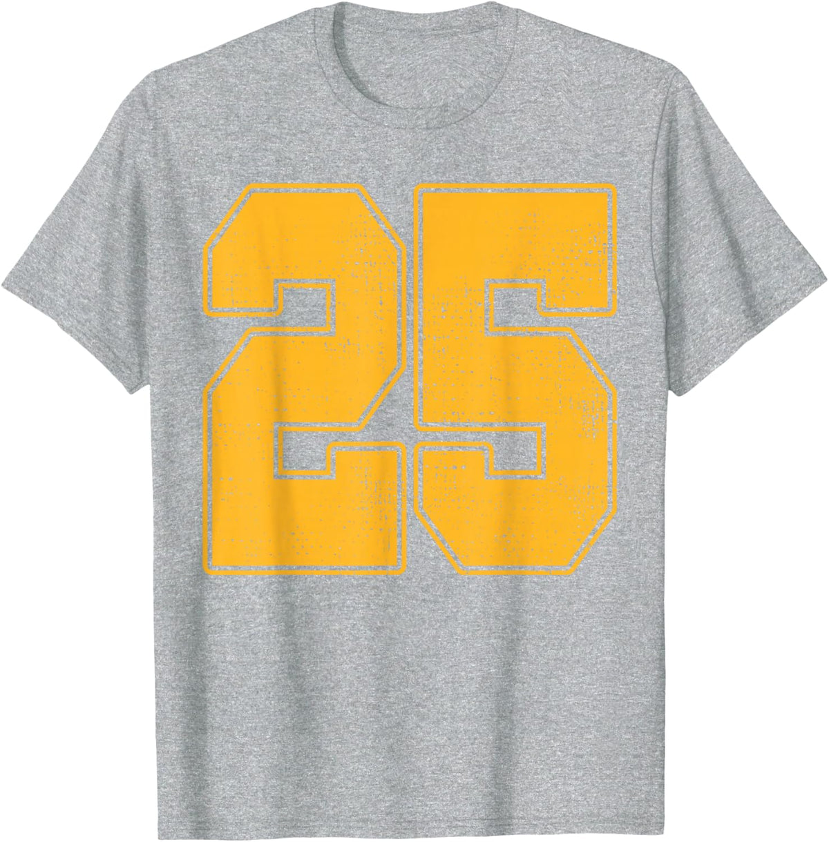 #25 Outline Number 25 Varsity Fan Sports Team Green Jersey T-Shirt - Heather Grey