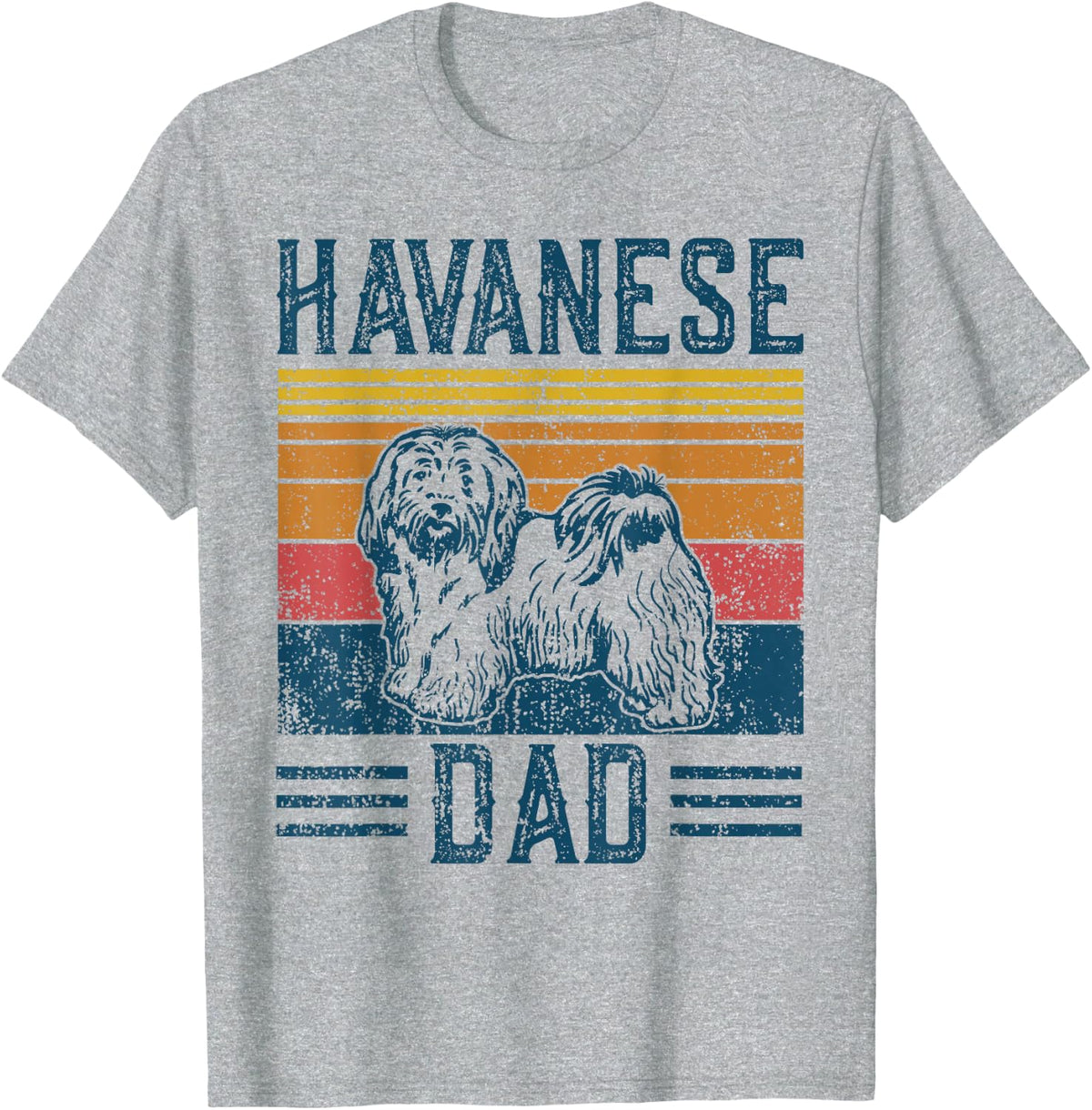 Dog Havanese Dad Shirt for Men Vintage Retro Dog Dad Tees T-Shirts - Heather Grey