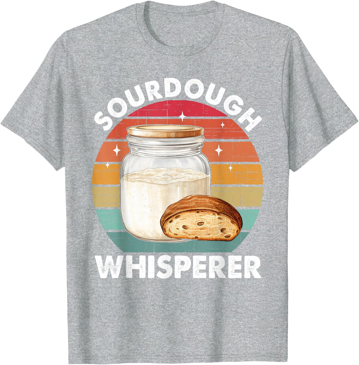 Sourdough Whisperer Retro Sourdough Bread Baker Fermentation T-Shirt - Heather Grey