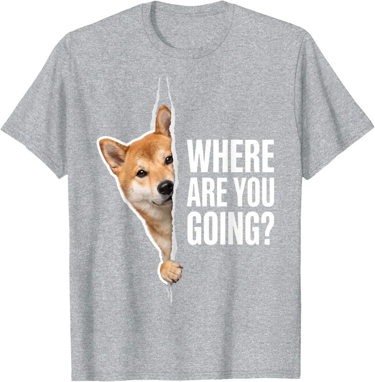 Shiba Inu Where are You Going T-Shirt - Heather Grey