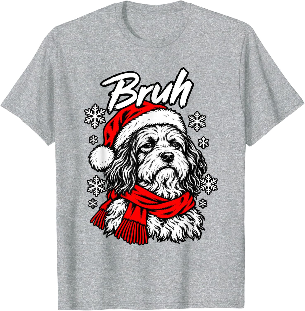 Bruh Sassy Havanese Christmas Dog Tee T-Shirt - Heather Grey