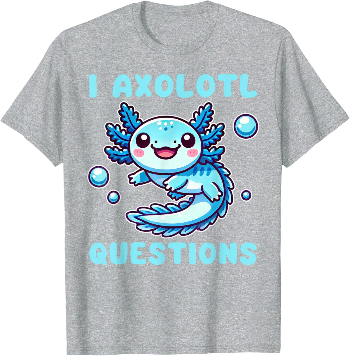 Cute I Axolotl Questions Kawaii Anime Lover Kids Girls Boys T-Shirt - Heather Grey