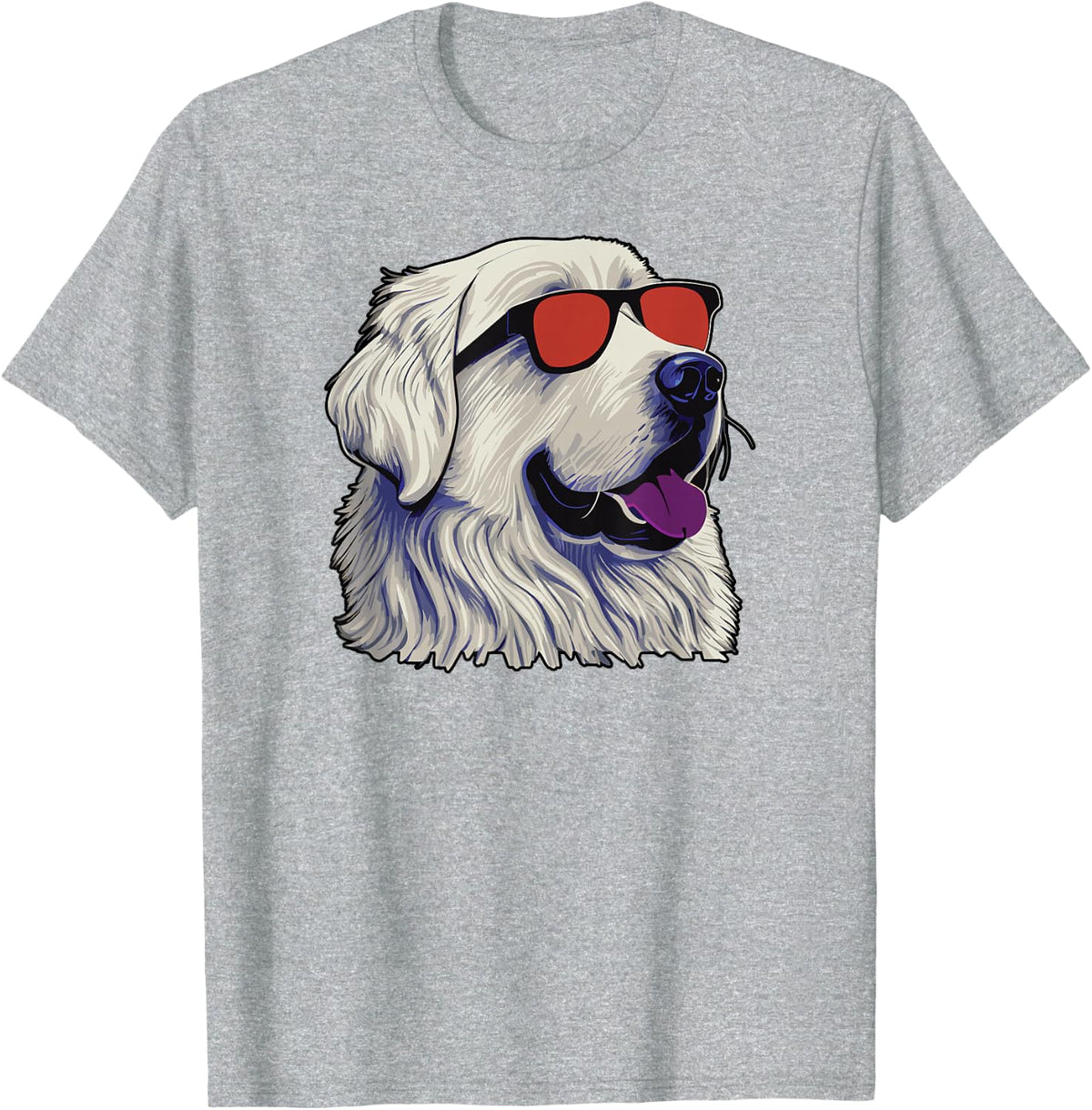 Dad Mom Cool Dog Sunglasses - Great Pyrenees T-Shirt - Heather Grey