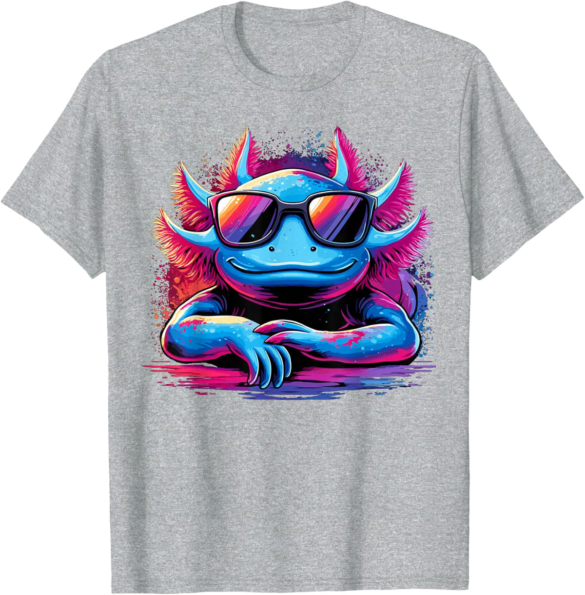 Axolotl Shirt Kids Girls Colorful Anime Cute Kawaii Axolotl Tee T-Shirt - Heather Grey