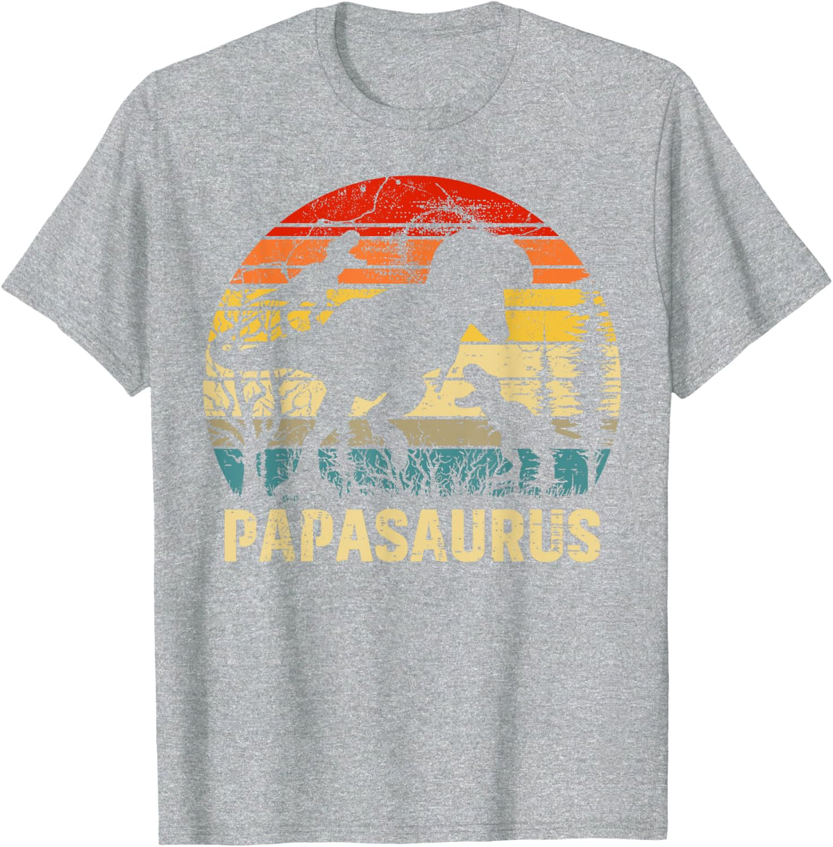 Papa Dinosaur Papasaurus 2 Two kids xmas christmas T-Shirt - Heather Grey