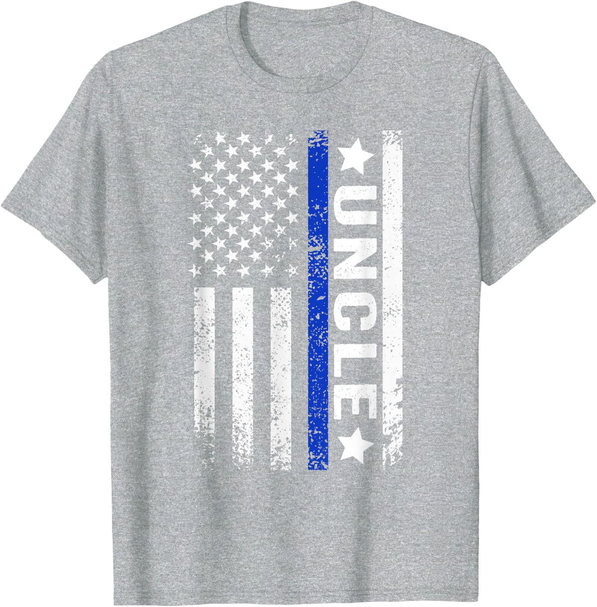 Police Uncle US Flag Uncle of A Police Officer Uncle T-Shirt - Heather Grey