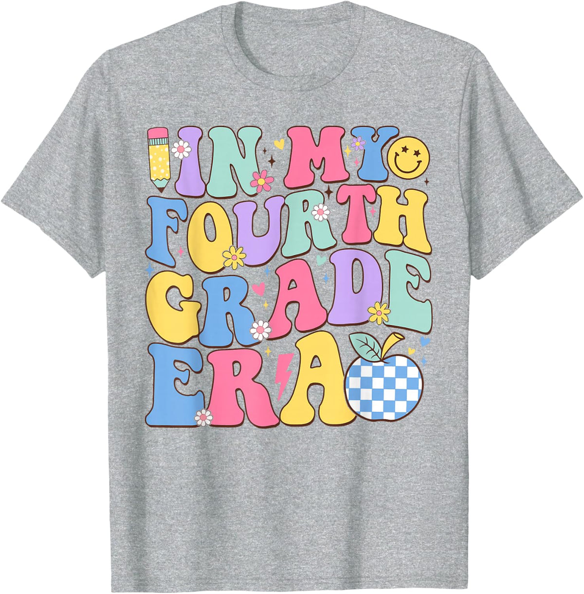 4th Grade for Girls Back to School First Day Fourth Grade T-Shirt - Heather Grey