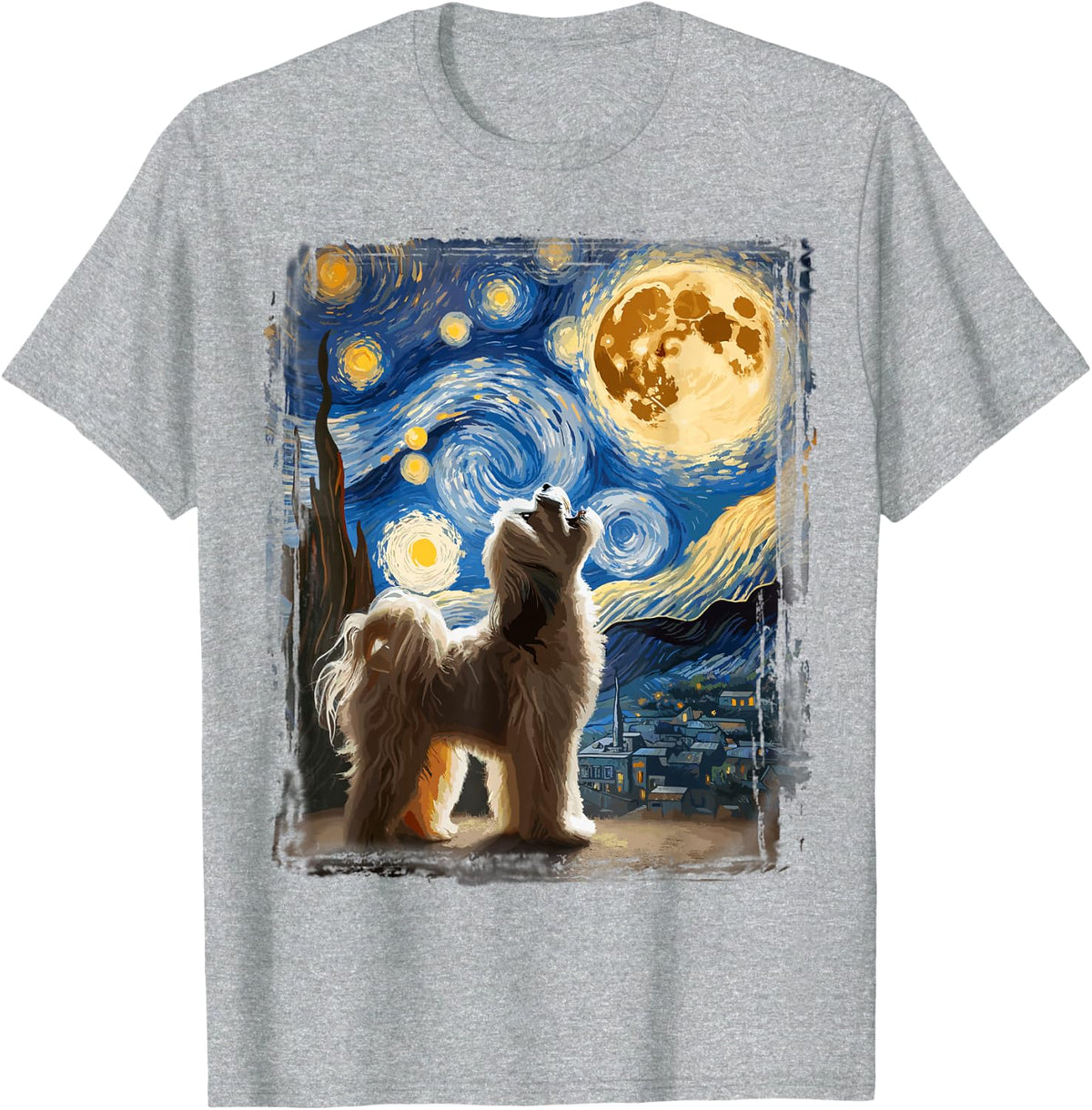 Havanese Dog Canine Artistic Van Gogh Starry Night Havanese T-Shirt - Heather Grey