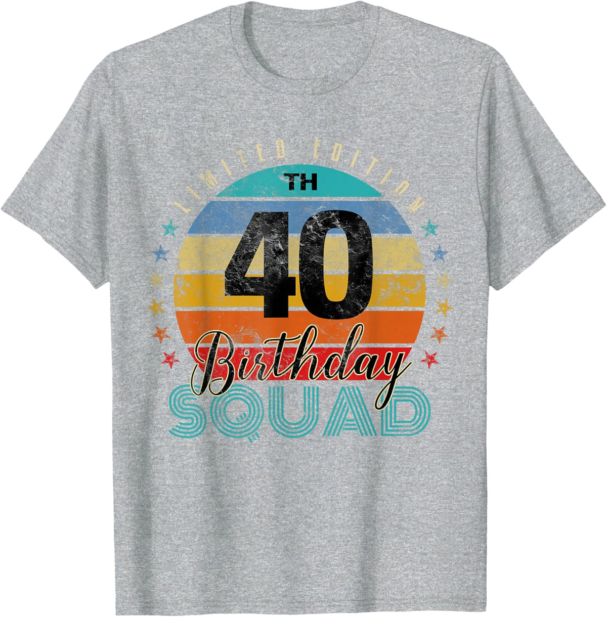 40 Year Old Birthday Squad Vintage 40th B-Day Group Friends T-Shirt - Heather Grey