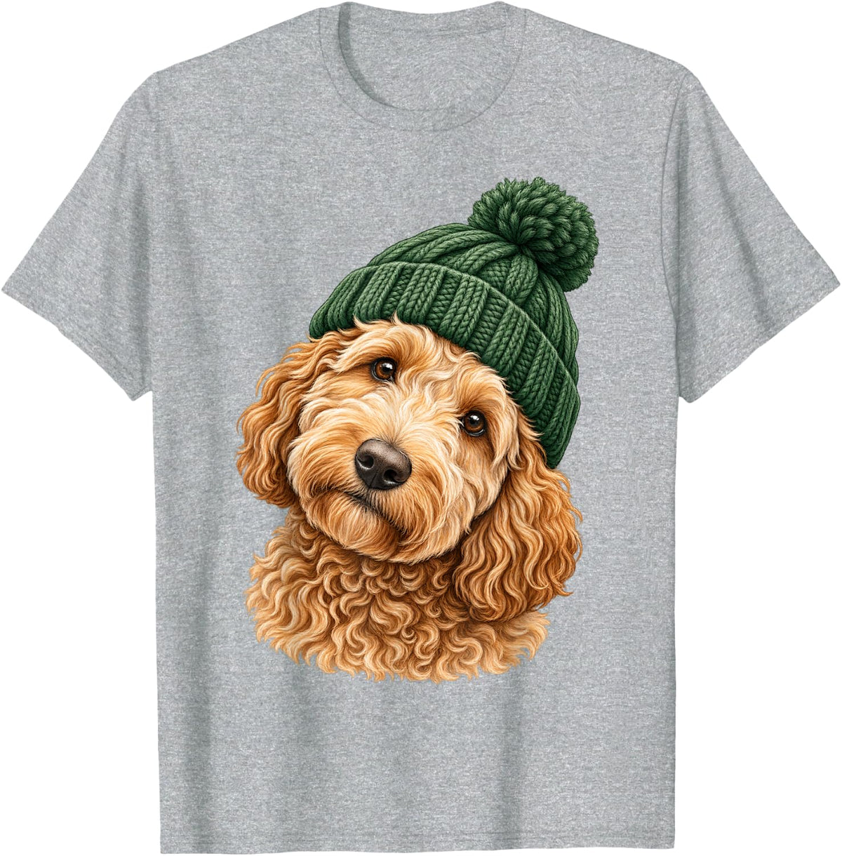 Cute Goldendoodle Dog Winter Beanie Hat Doodle Lover T-Shirt - Heather Grey